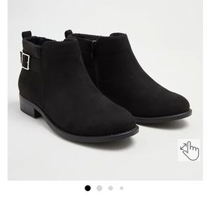 Black faux suede sweater bootie